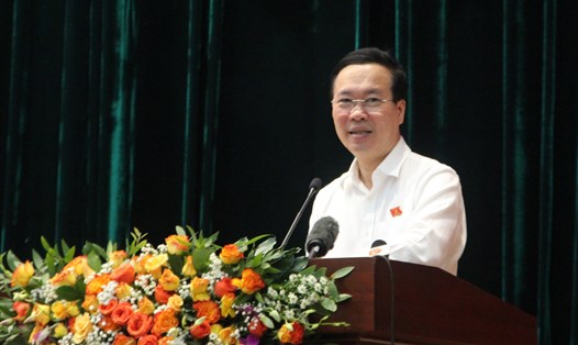 Chủ tịch nước Võ Văn Thưởng tiếp xúc cử tri Đà Nẵng sau kỳ họp Quốc hội. Ảnh: Thùy Trang