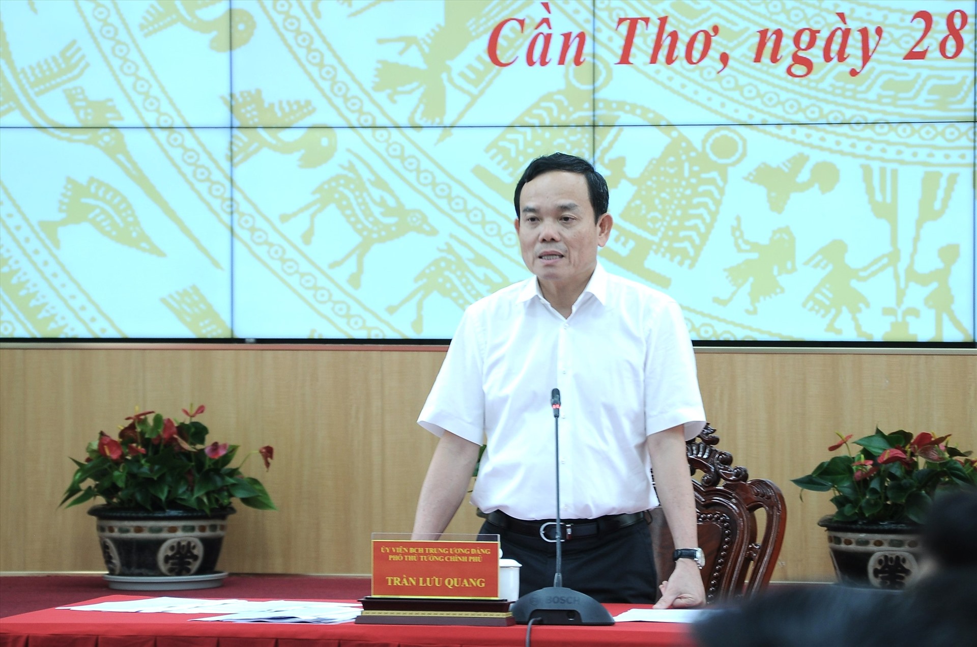 Phó Thủ tướng Trần Lưu Quang phát biểu tại hội nghị. Ảnh: Tạ Quang