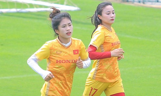 Tuyển nữ Việt Nam tăng cường thể lực trước World Cup 2023. Ảnh: Xuân Trang