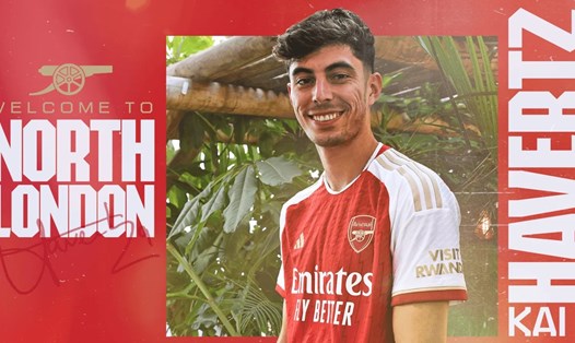 Havertz trên trang chủ Arsenal trong ngày ra mắt: Ảnh: Arsenal.com