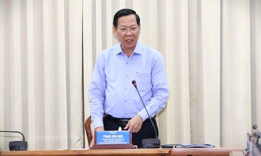 Chủ tịch UBND TPHCM Phan Văn Mãi phát biểu tại hội nghị.  Ảnh: Minh Quân