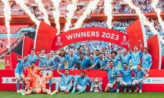 Man City ăn mừng chức vô địch FA Cup. Ảnh: MCFC.