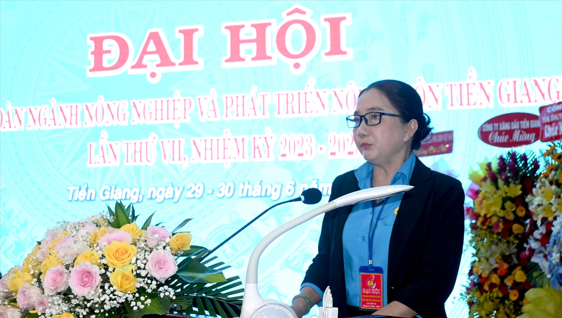 Bà Huỳnh Kim Thoa tái đắc cử Chủ tịch Công đoàn ngành NNPTNT tỉnh Tiền Giang, nhiệm kì 2023-2028. 
Ảnh: Thành Nhân