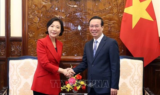 Chủ tịch nước Võ Văn Thưởng tiếp bà Oh Youngju - Đại sứ Hàn Quốc tại Việt Nam. Ảnh: TTXVN