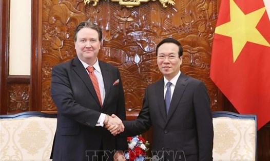 Chủ tịch nước Võ Văn Thưởng tiếp Đại sứ Mỹ tại Việt Nam Marc E. Knapper. Ảnh: TTXVN