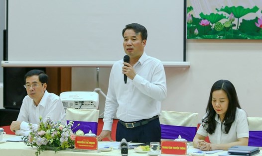 Tổng Giám đốc Bảo hiểm xã hội Việt Nam Nguyễn Thế Mạnh phát biểu tại buổi họp báo. Ảnh: Hà Anh