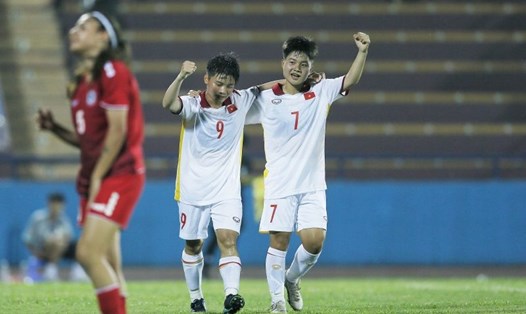 U20 nữ Việt Nam giành chiến thắng 3-0 trước U20 nữ Lebanon. Ảnh: VFF