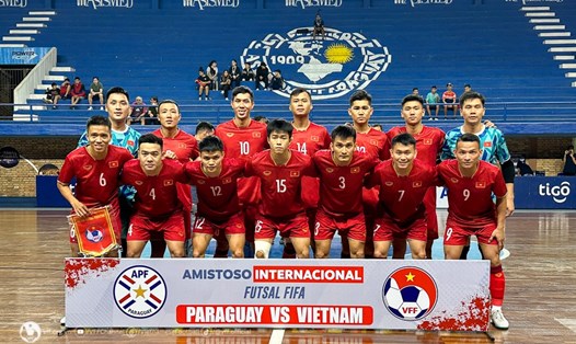 Tuyển futsal Việt Nam vừa hoàn thành 3 trận giao hữu ở Paraguay. Ảnh: VFF