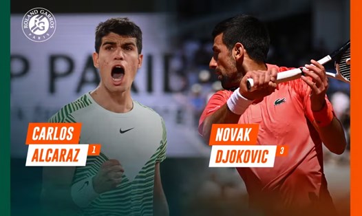 Carlos Alcaraz và Novak Djokovic lần thứ hai gặp nhau nhưng là lần đầu tiên ở Grand Slam. Ảnh: Roland Garros