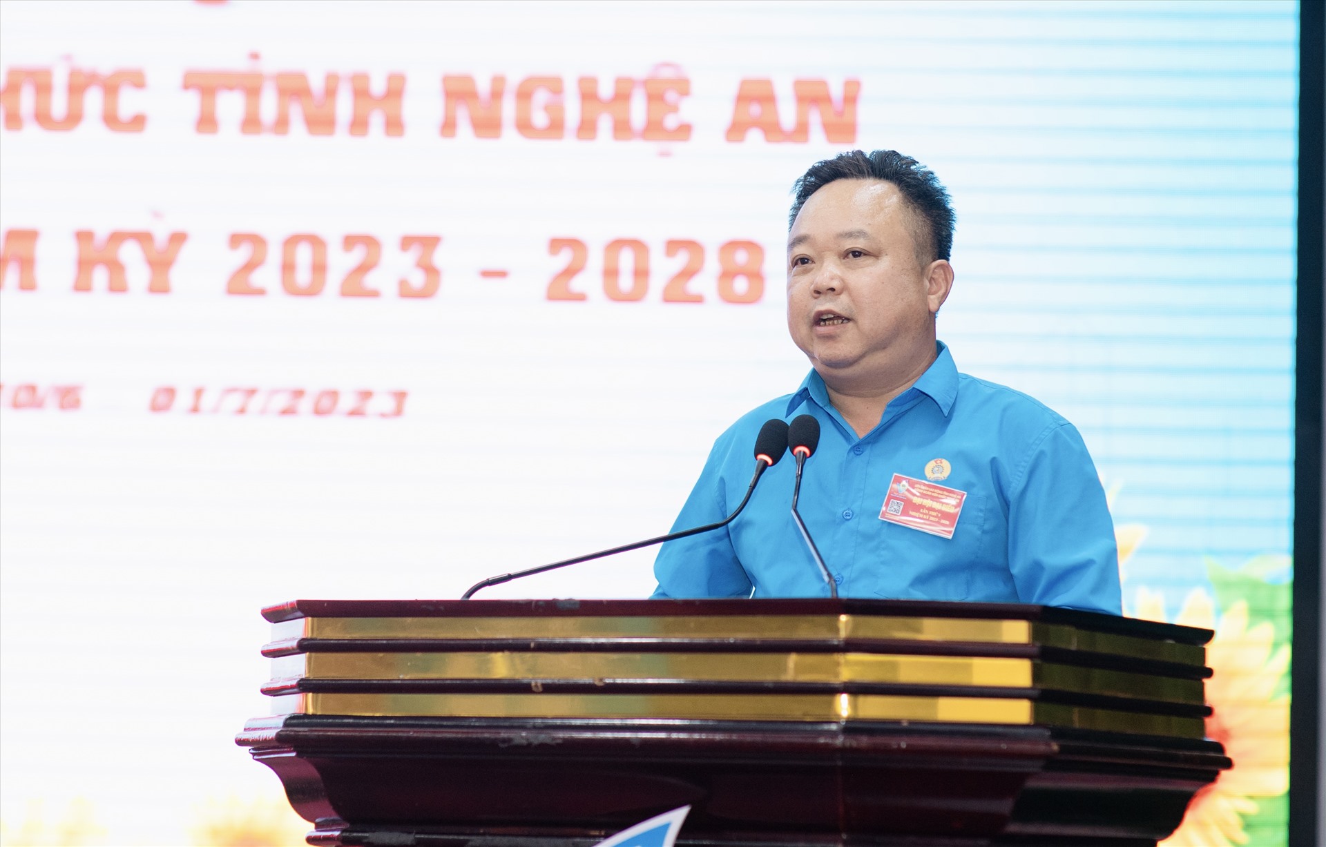 Ông Nguyễn Công Danh được bầu giữ chức Chủ tịch Công đoàn Viên chức Nghệ An nhiệm kỳ 2023 - 2028. Ảnh: Quỳnh Trang