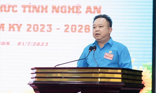 Ông Nguyễn Công Danh được bầu giữ chức Chủ tịch Công đoàn Viên chức Nghệ An nhiệm kỳ 2023 - 2028. Ảnh: Quỳnh Trang