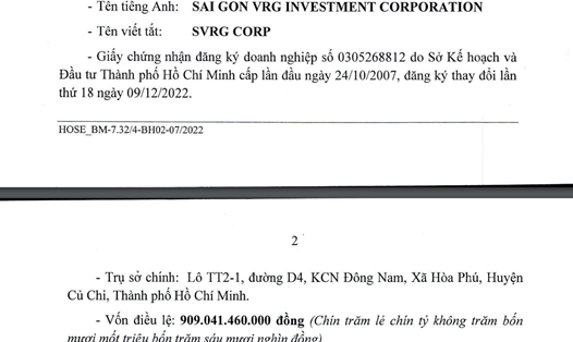 HOSE chấp thuận niêm yết cổ phiếu Đầu tư Sài Gòn VRG (SIP). Ảnh: Chụp màn hình.