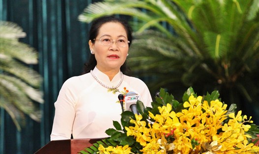 Chủ tịch HĐND TPHCM Nguyễn Thị Lệ phát biểu khai mạc kỳ họp.  Ảnh: Thành Nhân