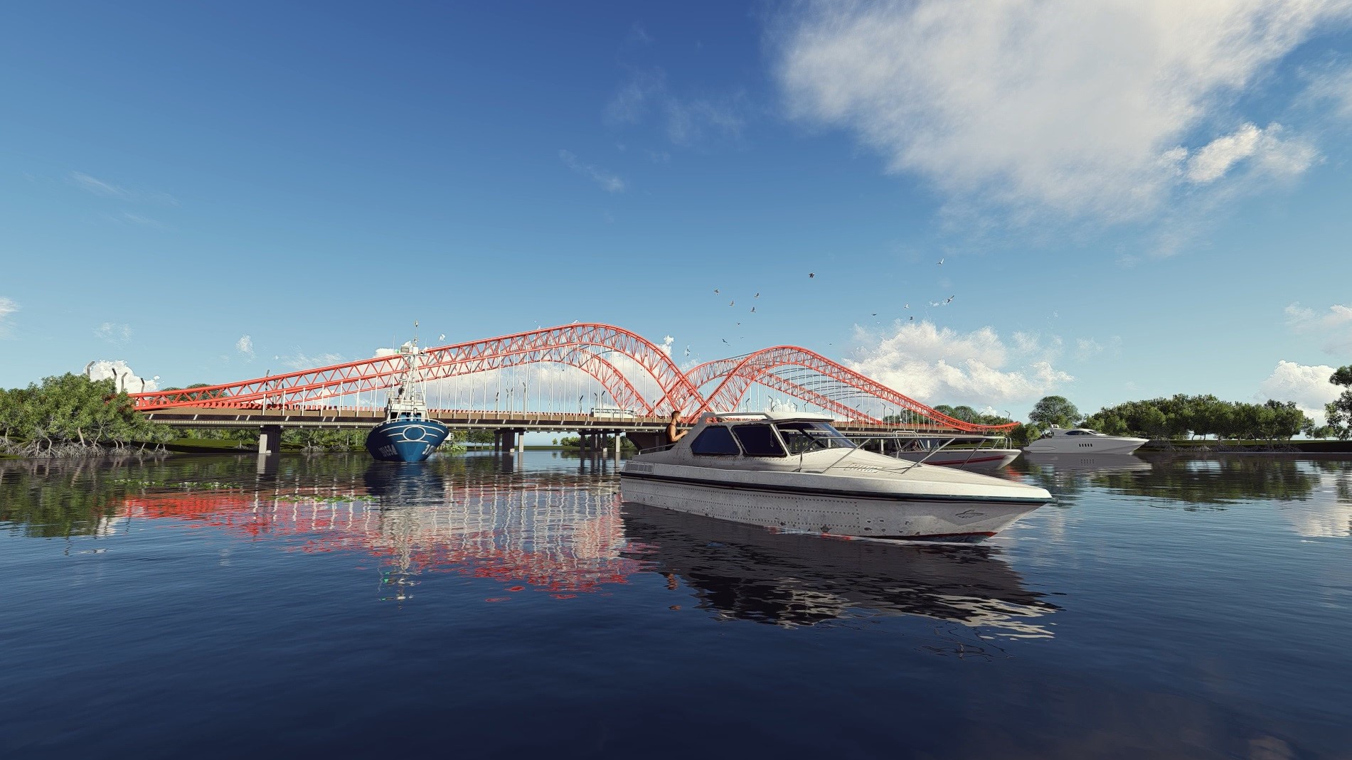 Việc chỉnh trang cầu Cỏ May theo thiết kế trên nhằm tạo điểm nhấn kiến trúc tiêu biểu cho vị trí kết nối quan trọng giữa hai thành phố Vũng Tàu và Bà Rịa, nâng cao hiệu quả và khai thác tiềm năng du lịch, góp phần phát triển kinh tế-xã hội. Ảnh: BQLDA
