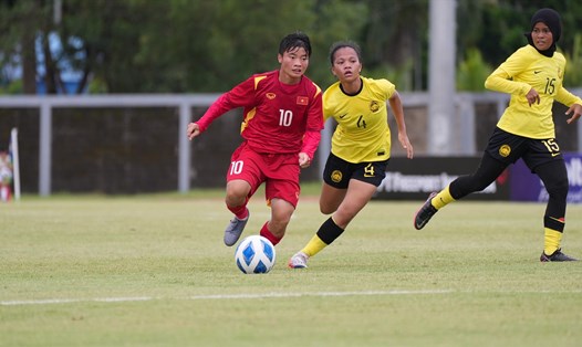 Đội tuyển U19 nữ Việt Nam giành chiến thắng 6-0 trước U19 nữ Malaysia tại giải U19 nữ Đông Nam Á 2023. Ảnh: VFF
