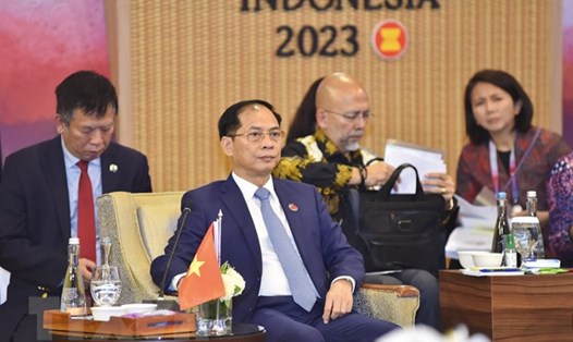 Bộ trưởng Bộ Ngoại giao Bùi Thanh Sơn dự họp. Ảnh: TTXVN