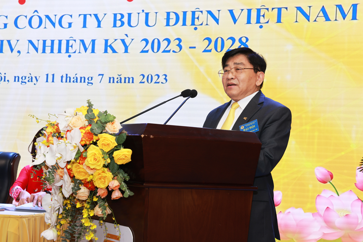 Đồng chí Nguyễn Hải Thanh, Chủ tịch Hội đồng Thành viên Tổng Công ty Bưu điện Việt Nam phát biểu tại chỉ đạo Đại hội.
