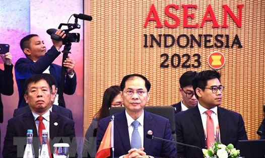 Bộ trưởng Bộ Ngoại giao Bùi Thanh Sơn (giữa) dự Hội nghị Ủy ban Hiệp ước Khu vực Đông Nam Á không có vũ khí hạt nhân (SEANWFZ). Ảnh: TTXVN