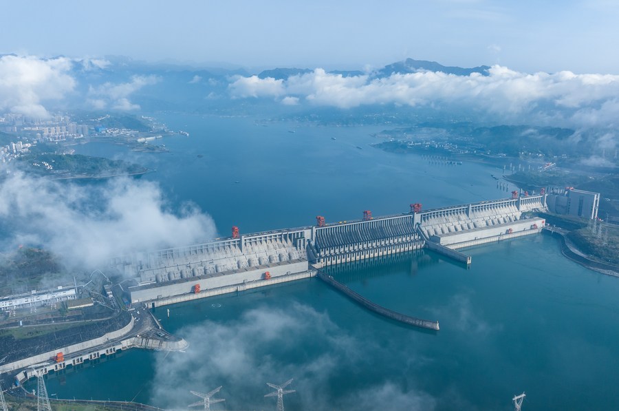 Đập Tam Hiệp ở Nghi Xương, Trung Quốc, nhìn từ trên cao. Ảnh: Xinhua