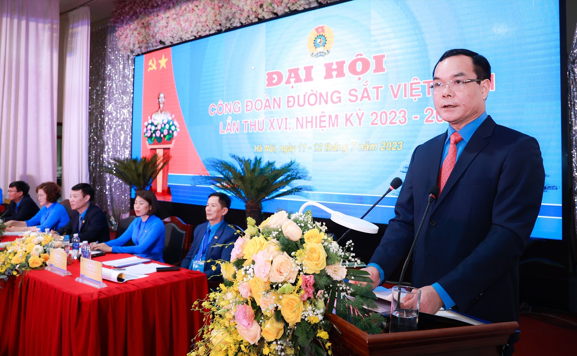 Chủ tịch Tổng LĐLĐ Việt Nam phát biểu tại Đại hội. Ảnh: Hải Nguyễn. 