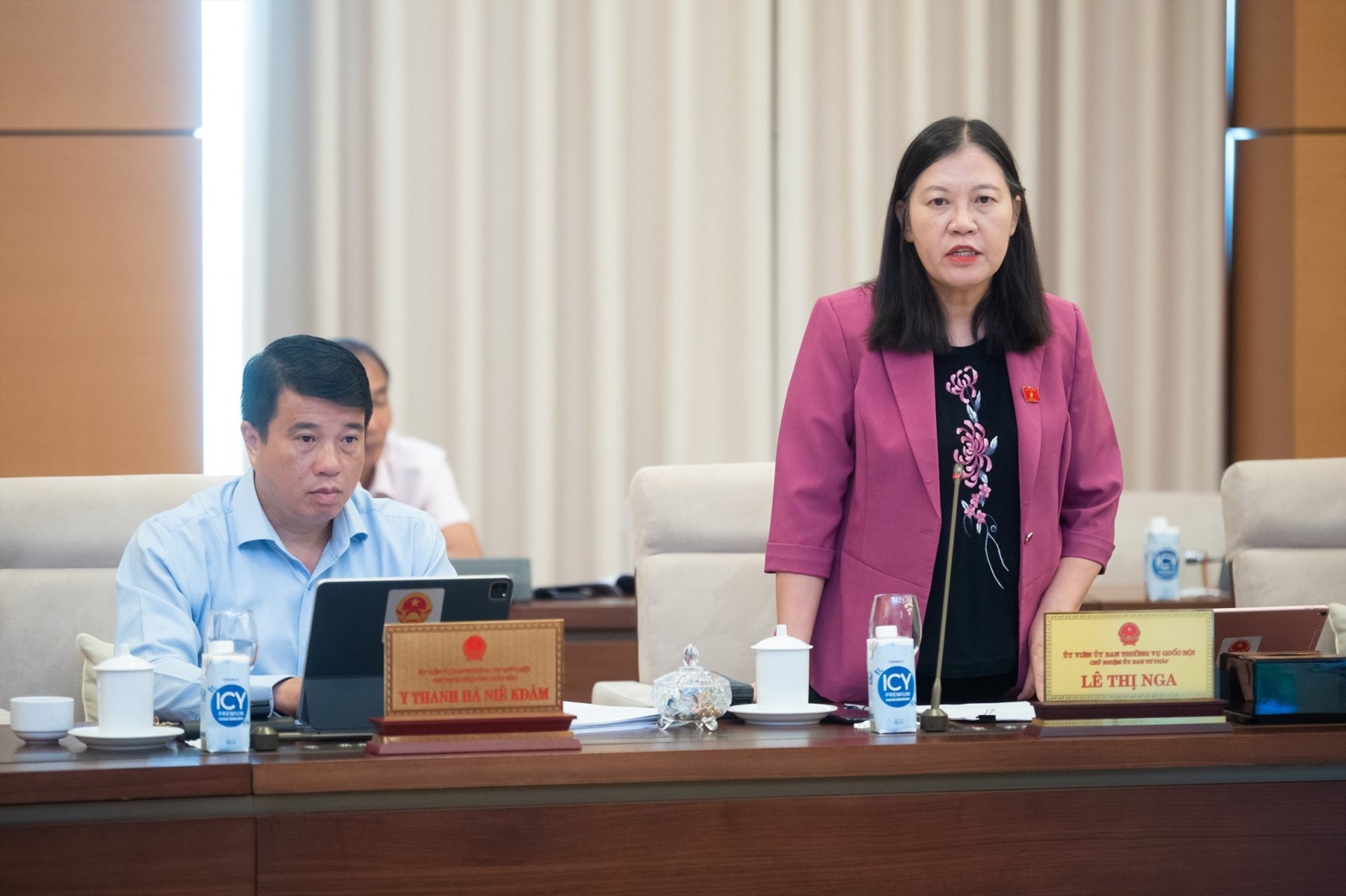 Chủ nhiệm Ủy ban Tư pháp Lê Thị Nga phát biểu. Ảnh: Phạm Thắng/QH