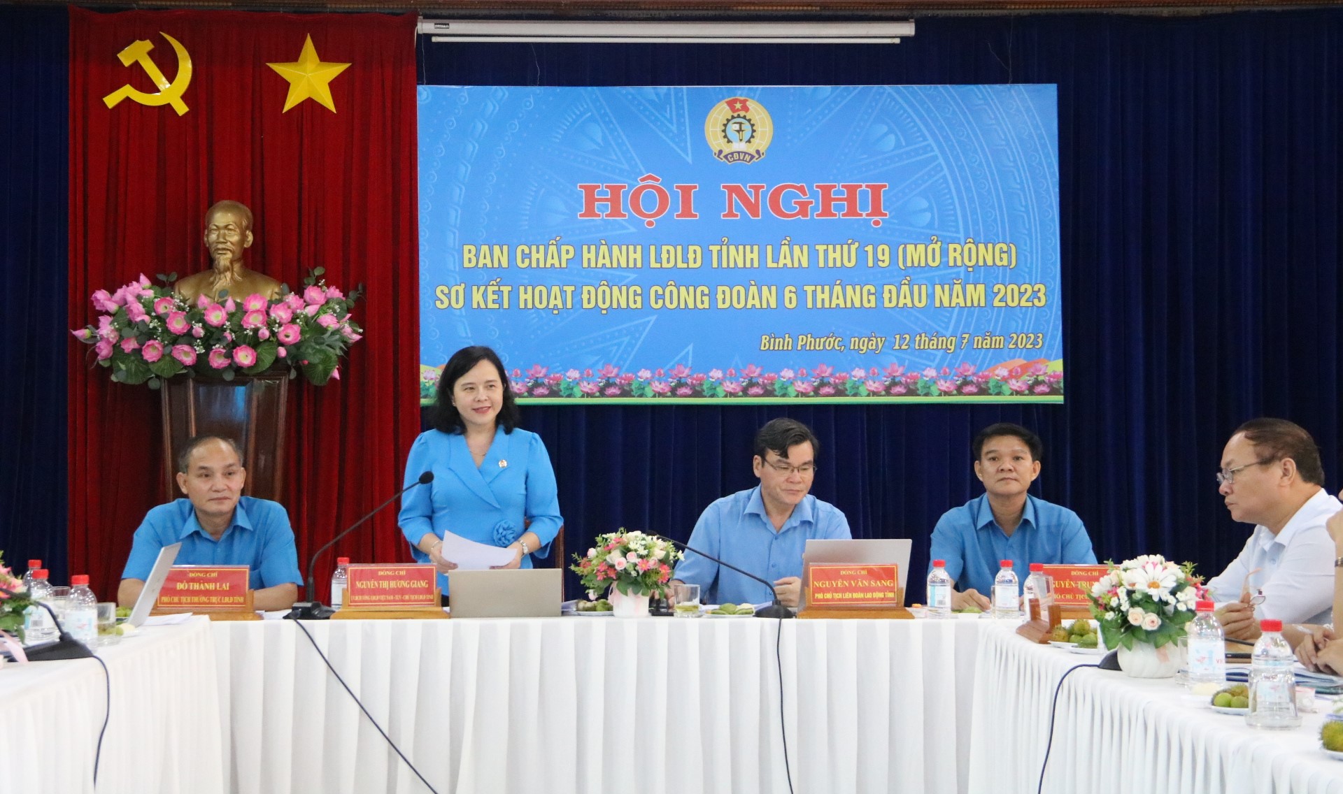 Bà Nguyễn Thị Hương Giang - Chủ tịch LĐLĐ tỉnh Bình Phước. Ảnh: Đình Trọng