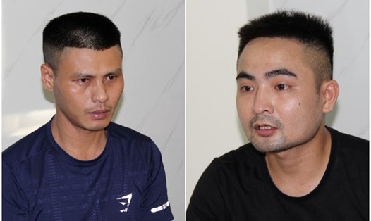 Hai đối tượng Hồ Ngọc Sao (trái) và Nguyễn Văn Thế bị công an bắt giữ về hành vi giết người. Ảnh: Công an Nghệ An