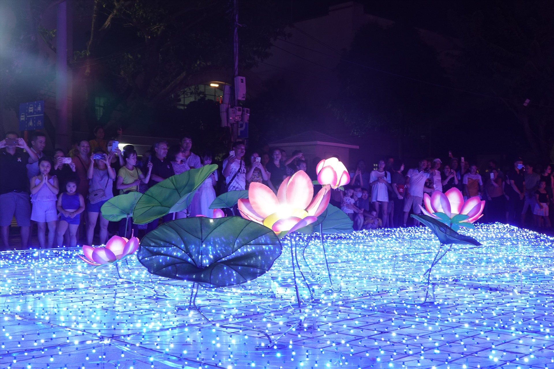 Không gian ánh sáng 500.000 đèn LED tại Công viên Bờ Tây Cầu Rồng, TP Đà Nẵng. Ảnh: Mai Hương