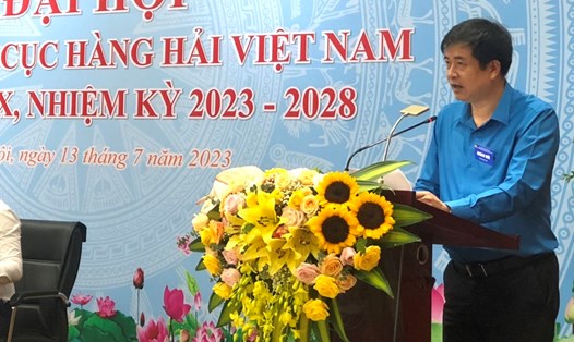 Ông Phạm Hoài Phương - Chủ tịch Công đoàn Giao thông Vận tải Việt Nam phát biểu tại đại hội. Ảnh: Văn Quyết