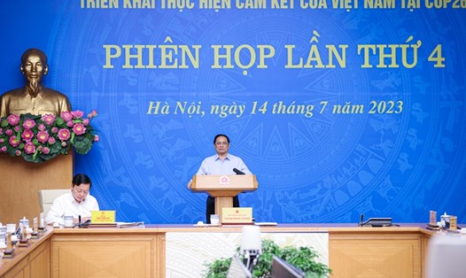  Thủ tướng Phạm Minh Chính chủ trì phiên họp Ban Chỉ đạo quốc gia thực hiện cam kết tại COP26. Ảnh: VGP
