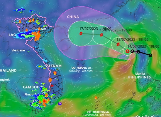 Vị trí và đường đi của áp thấp nhiệt đới. Ảnh: VNDMS.