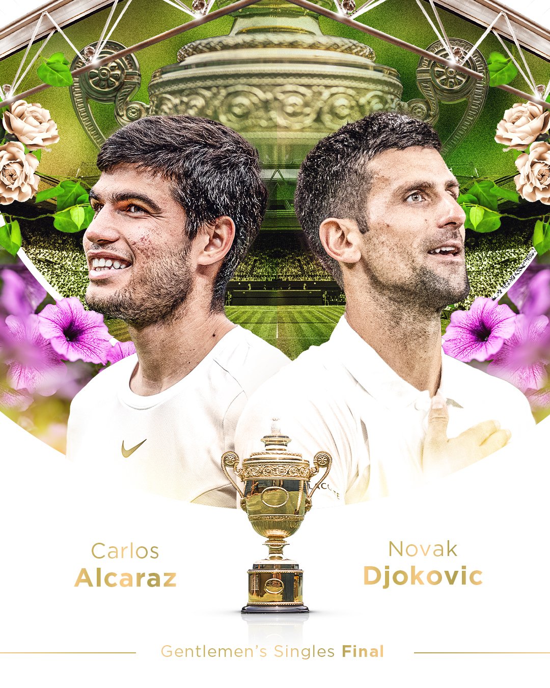 Novak Djokovic sẽ là thử thách lớn nhất của Alcaraz trên hành trình tìm kiếm chức vô địch Wimbledon. Ảnh: Wimbledon