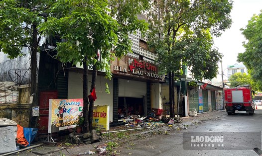Hiện trường vụ cháy nhà khiến 2 người chết, 3 người bị thương. Ảnh: Minh Nguyễn. 