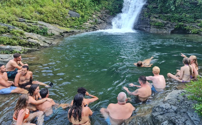 Thác nước tự nhiên tại xã Du Già (Yên Minh, Hà Giang) nơi 1 du khách vừa tử nạn. Ảnh: Công an Hà Giang