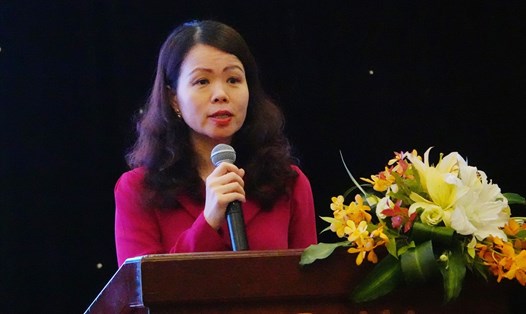 Trợ lý Bộ trưởng Bộ Ngoại giao Nguyễn Minh Hằng phát biểu tại hội nghị về logistics. Ảnh: Thùy Trang
