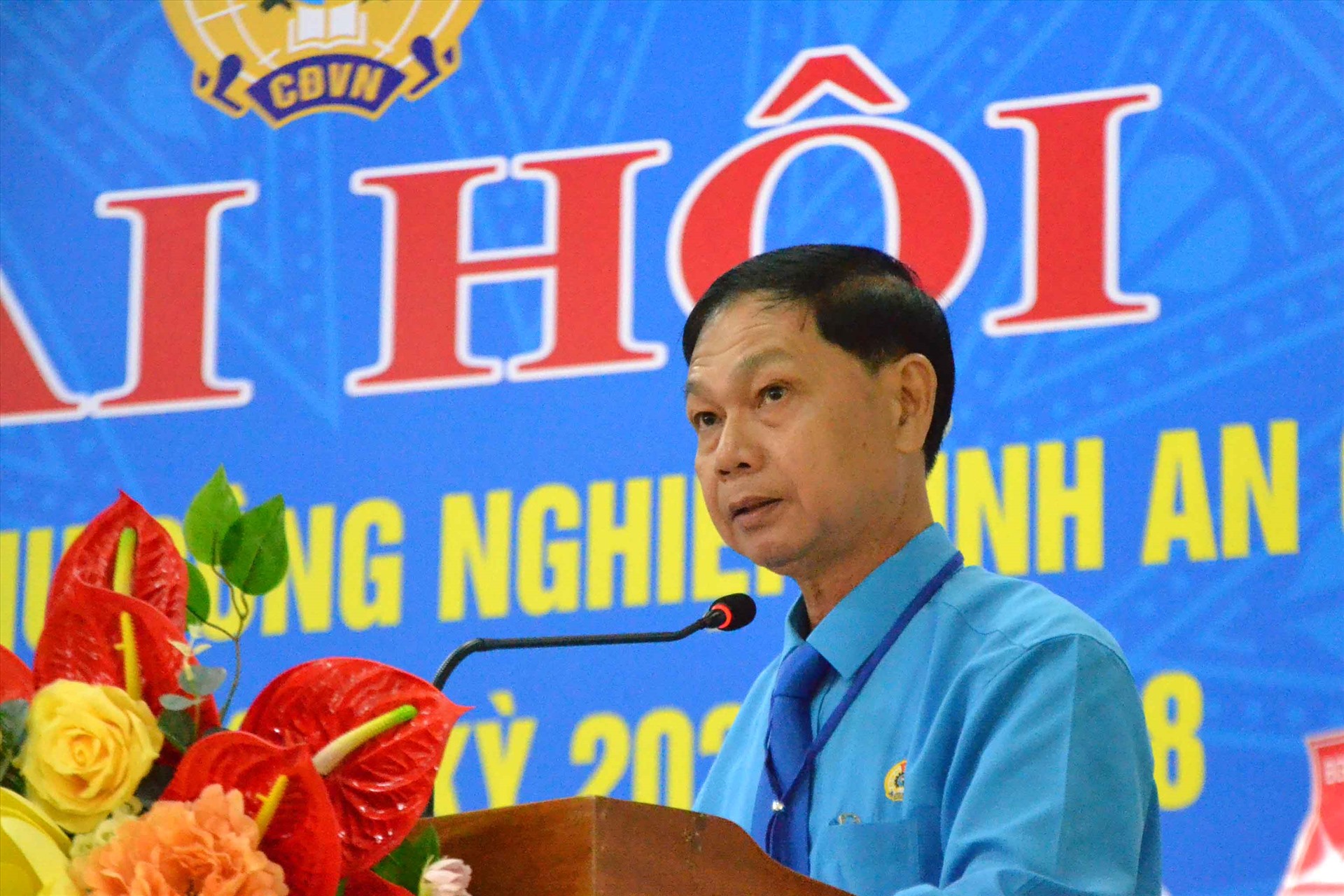 Ông Trần Lưu Phong tái đắc cử Chủ tịch Công đoàn các khu công nghiệp tỉnh An Giang. Ảnh: Lâm Điền