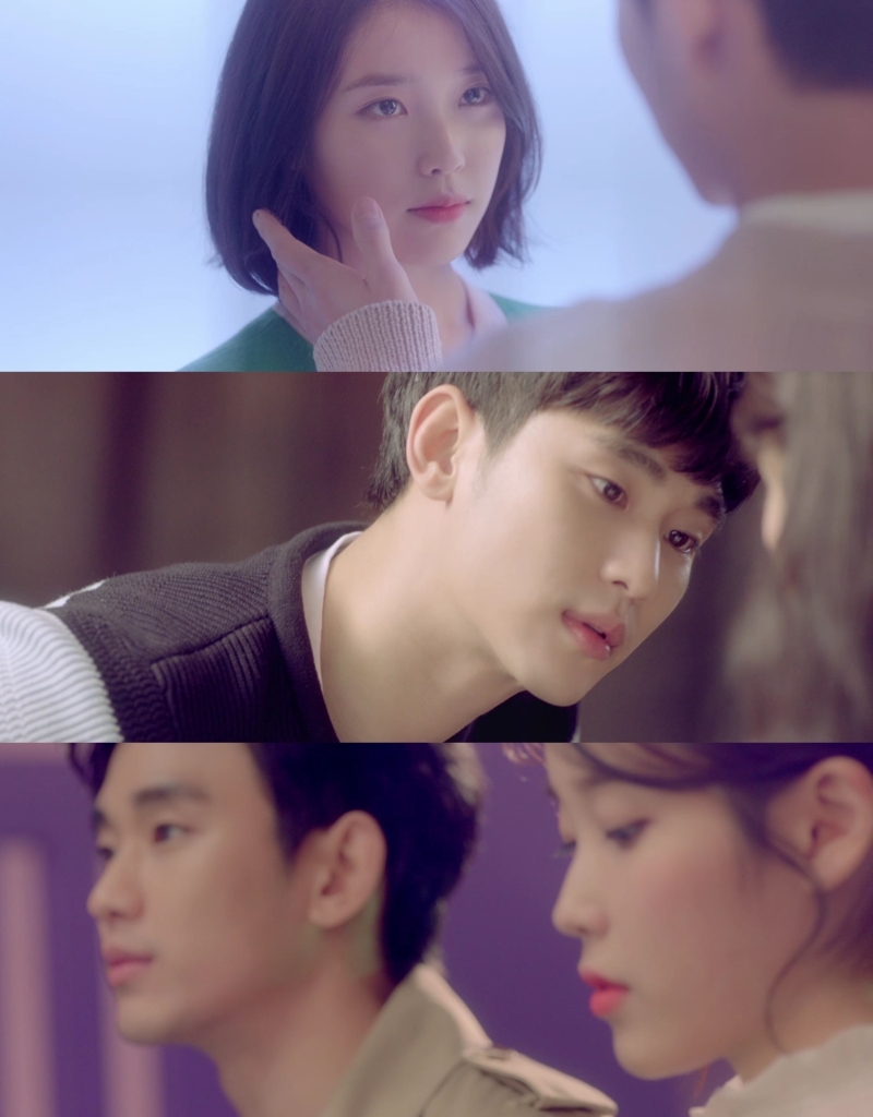 IU và Kim Soo Hyun trở thành tình nhân trong MV. Ảnh: Chụp màn hình