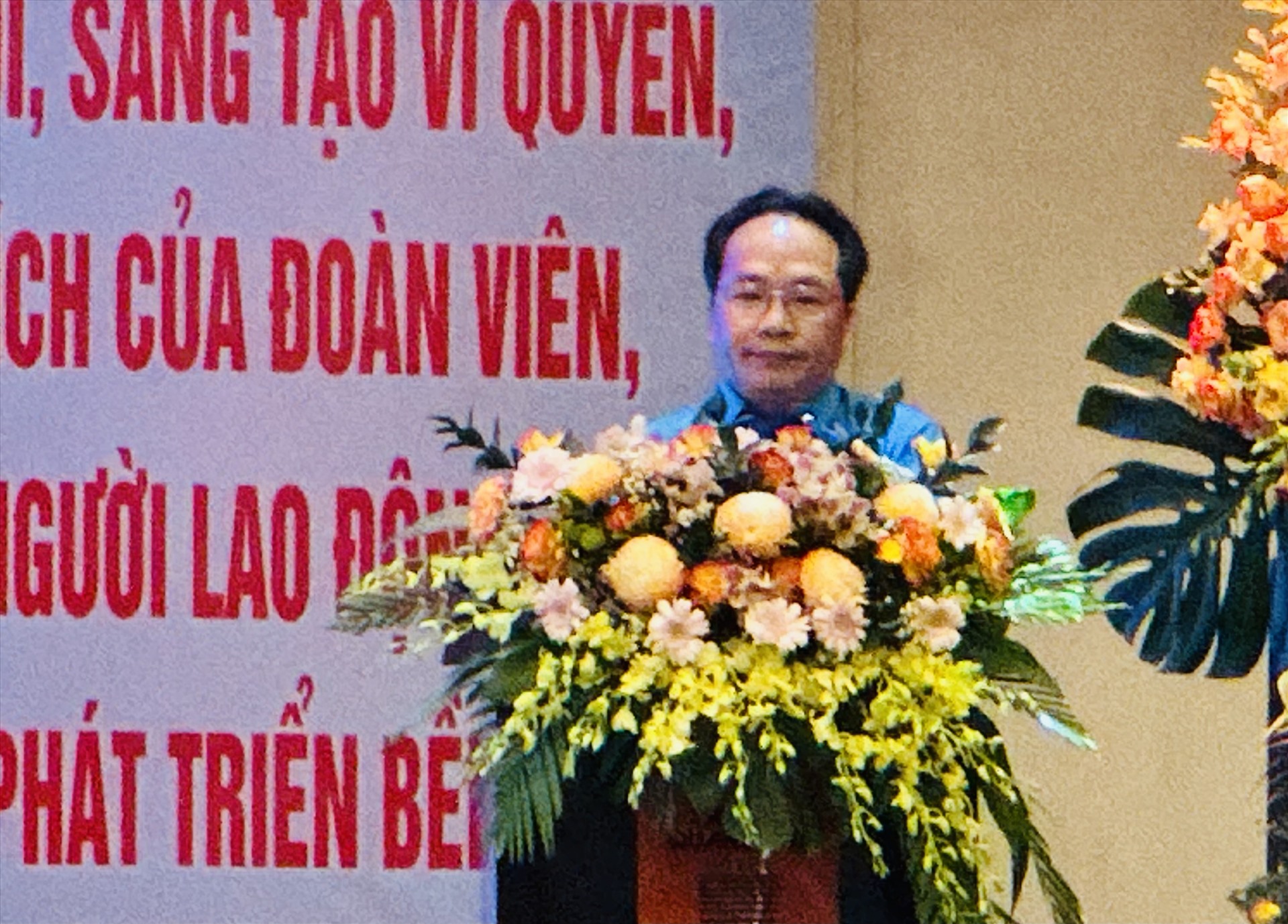 Ông Phan Mạnh Hùng tái đắc cử Chủ tịch CĐ Ngành Công thương Quảng Bình khoá mới. Ảnh: Lê Phi Long