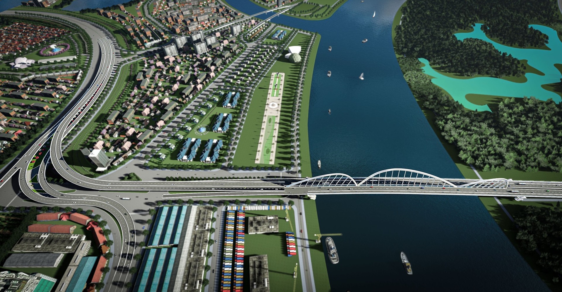 Cầu Thủ thiêm 4 nối Khu đô thị mới Thủ Thiêm (Thành phố Thủ Đức) sang Quận 7, tổng vốn gần 5.000 tỉ đồng.