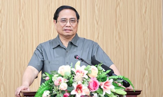 Thủ tướng Phạm Minh Chính phát biểu tại buổi làm việc với Ban Thường vụ tỉnh Bắc Kạn. Ảnh: VGP