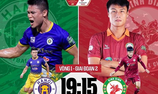 Hà Nội FC chạm trán với Bình Định tại vòng 1 giai đoạn 2 V.League 2023. Ảnh: FPT Play