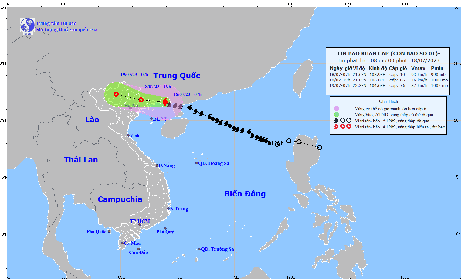 Bão số 1 Talim cách Móng Cái 100km, sắp tiến vào đất liền