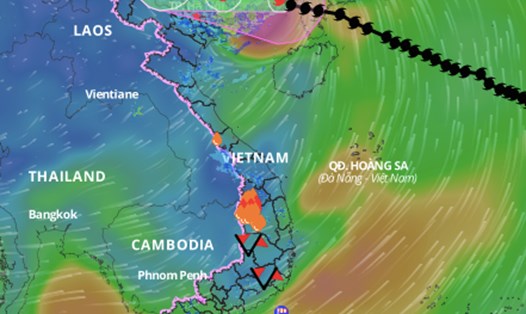 Cập nhật vị trí và đường đi của bão số 1 lúc 11h ngày 18.7. Ảnh: VNDMS. 