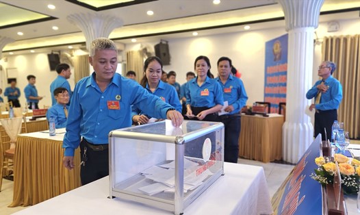 Đại hội bỏ phiếu bầu cử Ban chấp hành Công đoàn ngành Xây dựng tỉnh Thừa Thiên Huế nhiệm kỳ 2023 - 2028. Ảnh: Nguyễn Luân.  