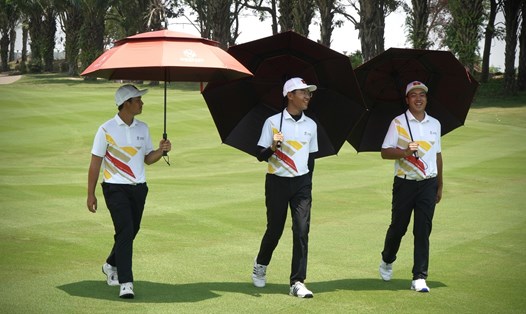 Golfer Nguyễn Anh Minh, Lê Khánh Hưng và Nguyễn Đặng Minh (trái qua phải) có mặt trong danh sách tham dự vòng tuyển chọn tranh suất dự ASIAD 19. Ảnh: Hiệp hội golf Việt Nam
