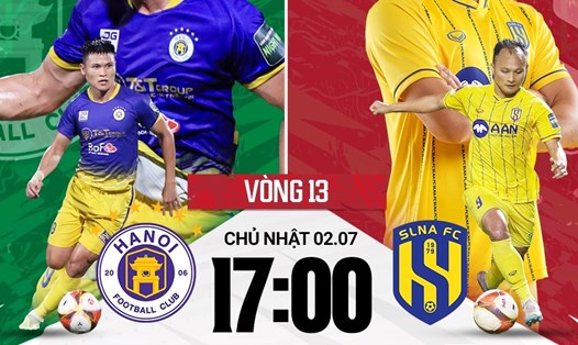 Câu lạc bộ Hà Nội gặp Sông Lam Nghệ An tại vòng 13 V.League 2023. Ảnh: FPT Play