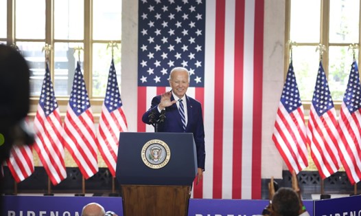 Tổng thống Mỹ Joe Biden công bố chủ thuyết Bidenomics ở Chicago, Illinois, Mỹ, ngày 28.6.2023. Ảnh: AFP