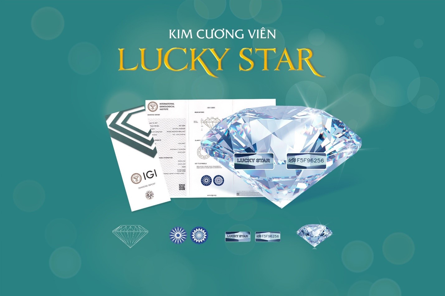 Kim cương Lucky Star sở hữu hiệu ứng ngôi sao may mắn 16 cánh cùng hoa tình yêu 16 cánh.Nguồn ảnh: Doji