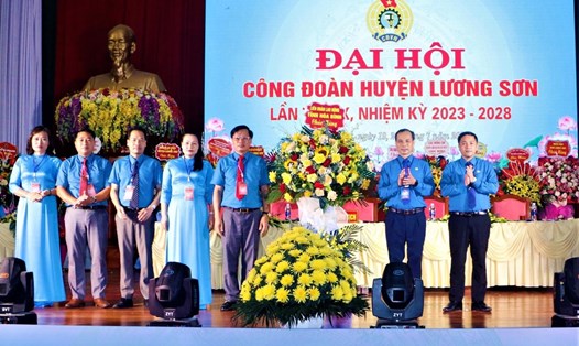 Đại hội Công đoàn huyện Lương Sơn lần thứ IX, nhiệm kỳ 2023 – 2028. Ảnh: Minh Thành.