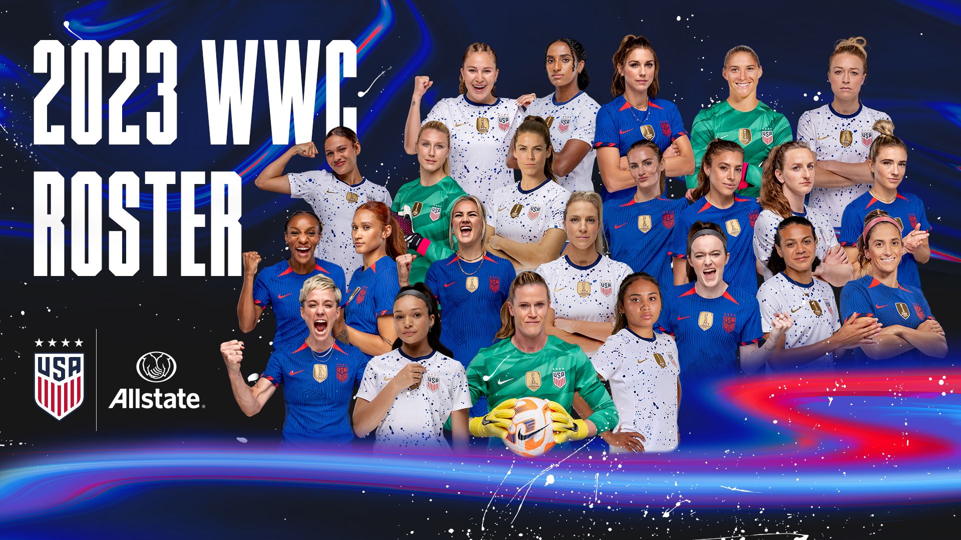 Đội hình tuyển nữ Mỹ tham dự World Cup 2023. Ảnh: LĐBĐ Mỹ